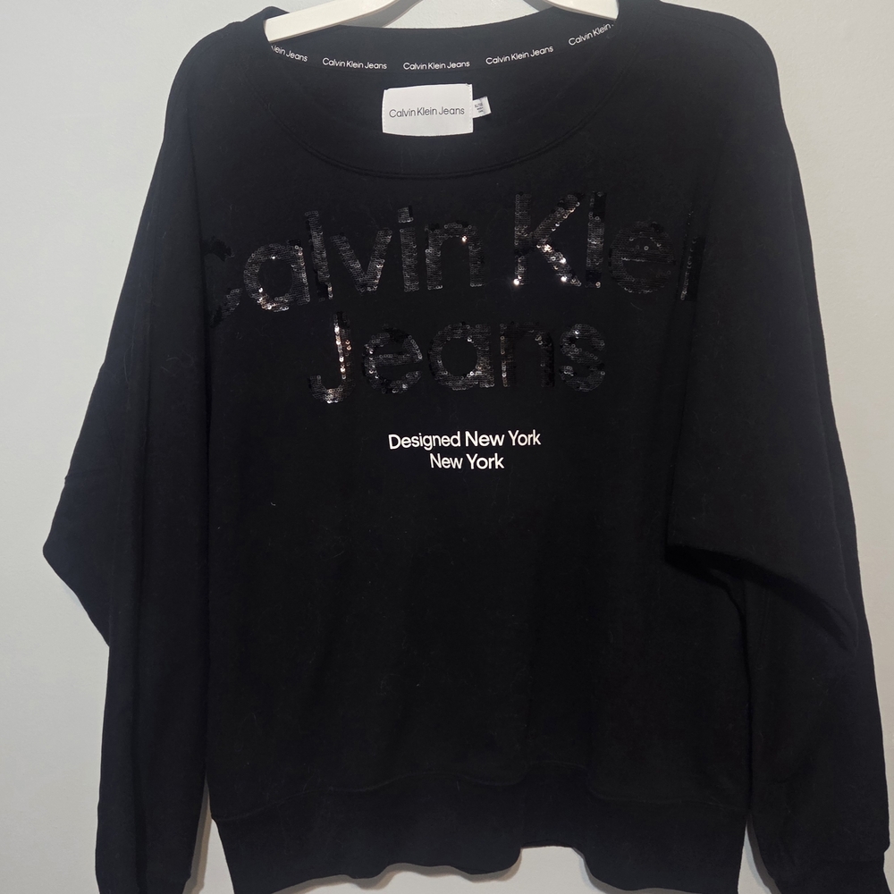 Calvin Klein Black Sequin Logo Sweatshirt